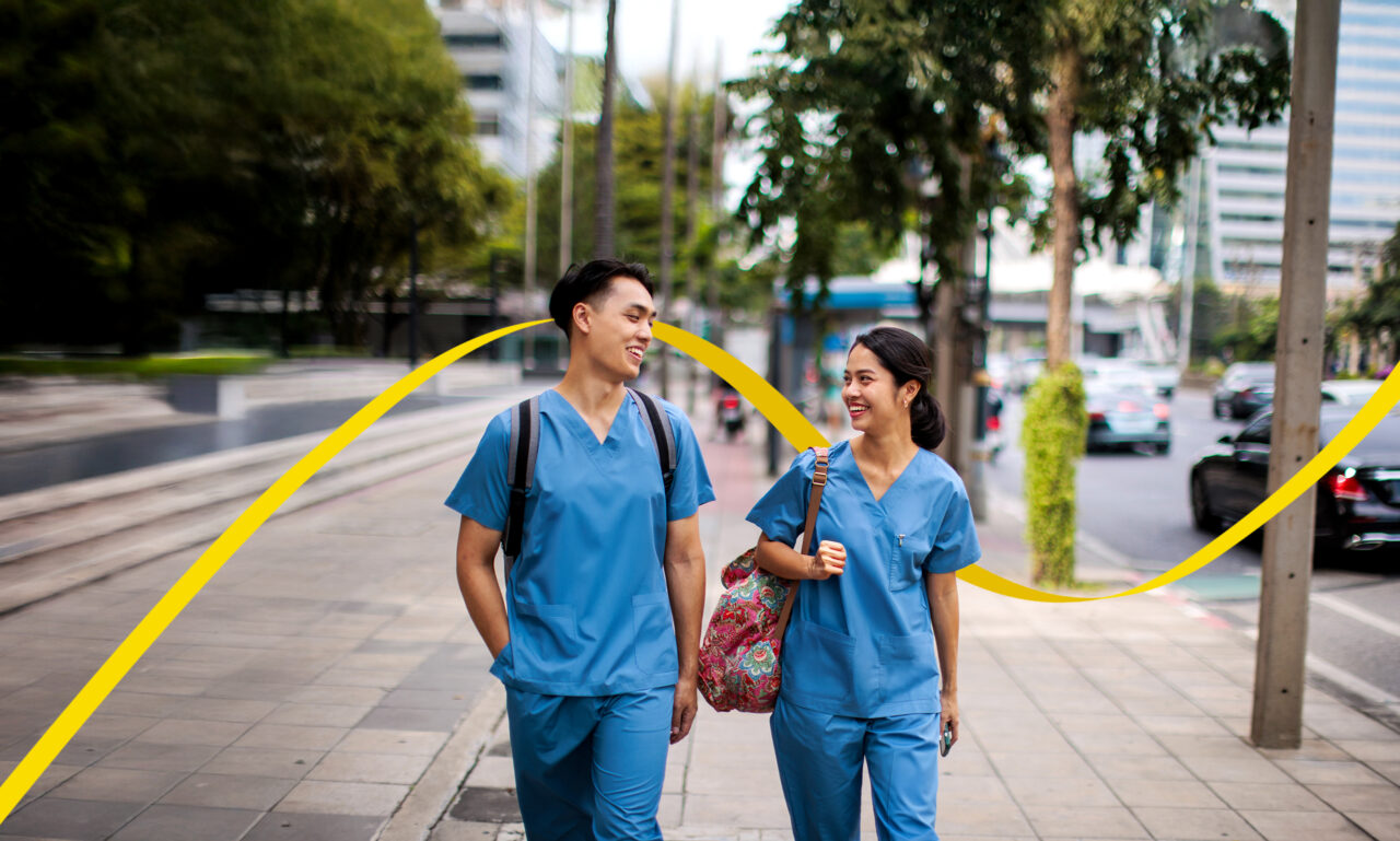 2 nurses walking together